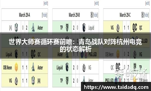 世界大师赛循环赛前瞻：青岛战队对阵杭州电竞的状态解析
